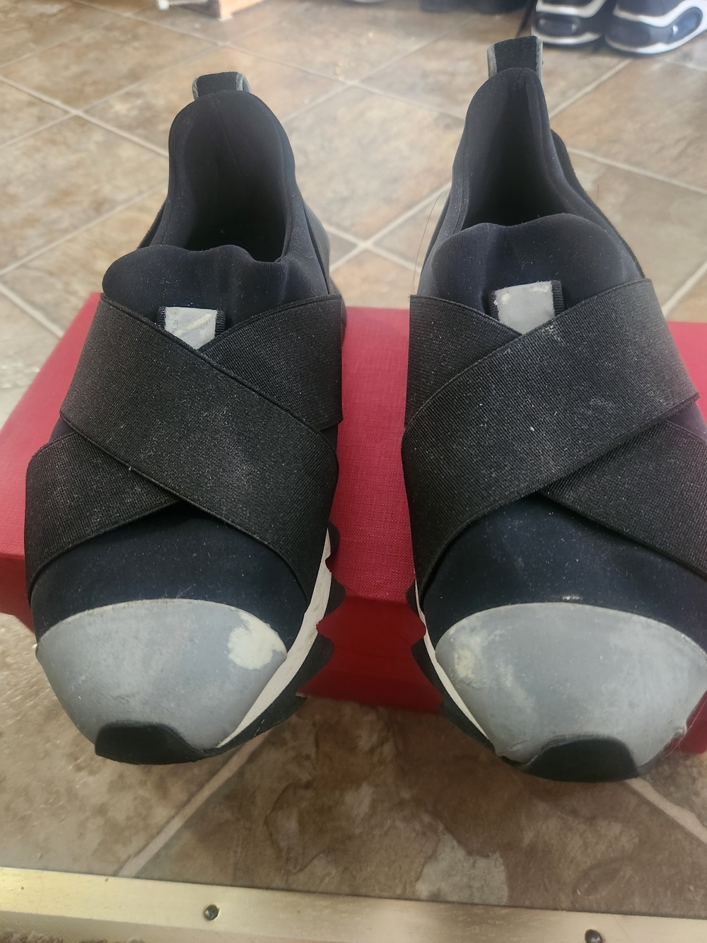 Dolce & Gabbana Black and Gray Crisscross Slip-On Sneakers